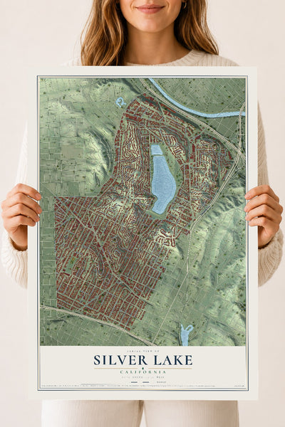 Map of Silver Lake, California, 18 x 24 inch unframed archival matte print