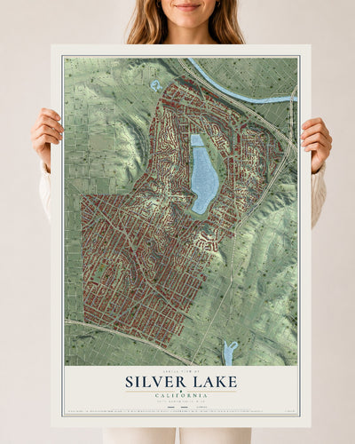 Map of Silver Lake, California, 24 x 36 inch unframed archival matte print