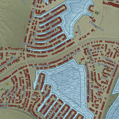 Close-up of the map of Silver Lakes, California print showing street and building detail