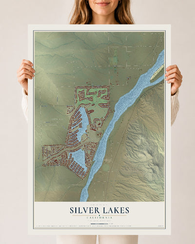 Map of Silver Lakes, California, 24 x 36 inch unframed archival matte print