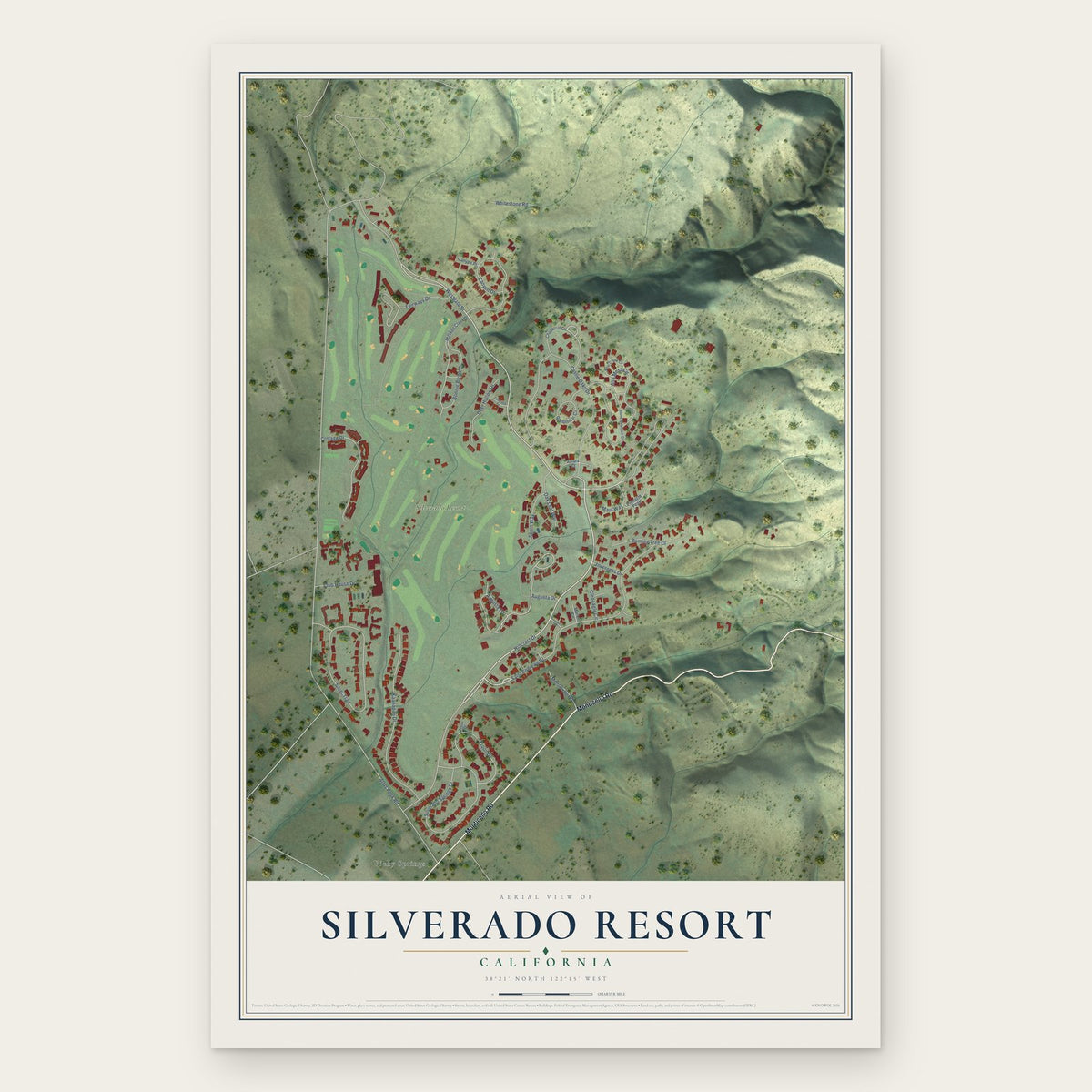 Silverado Resort, California map print, the full design