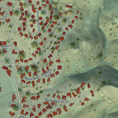 Close-up of the map of Silverado Resort, California print showing street and building detail