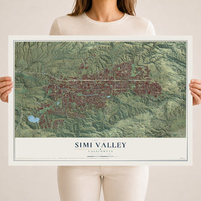 Map of Simi Valley, California, 18 x 24 inch unframed archival matte print