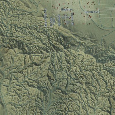 Close-up of the map of Sky Valley, California print showing street and building detail