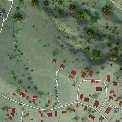 Close-up of the map of Smartsville, California print showing street and building detail