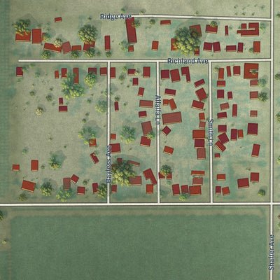 Close-up of the map of Smith Corner, California print showing street and building detail