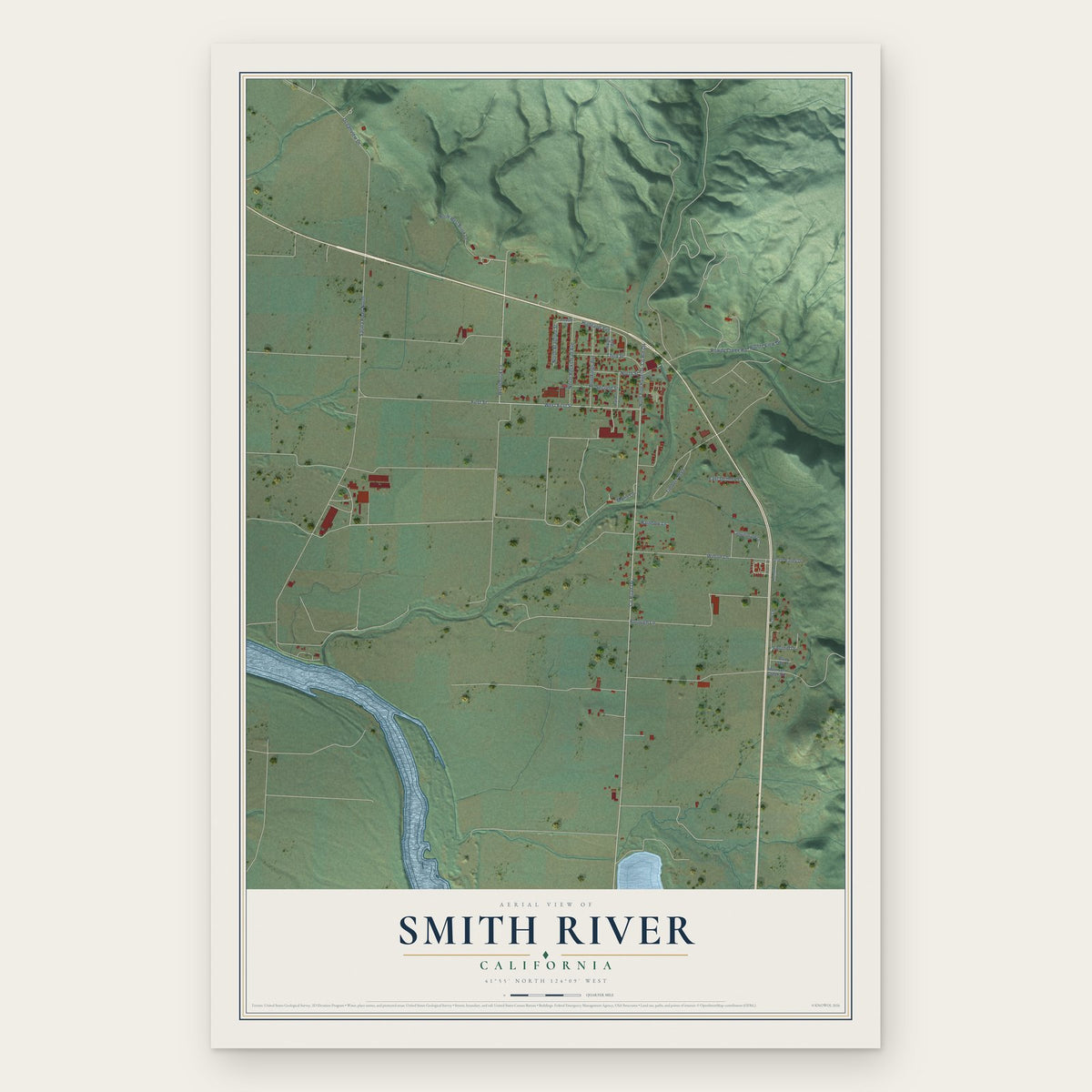 Smith River, California map print, the full design