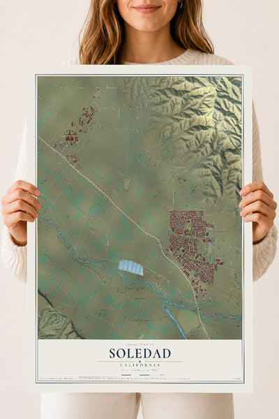 Map of Soledad, California, 18 x 24 inch unframed archival matte print