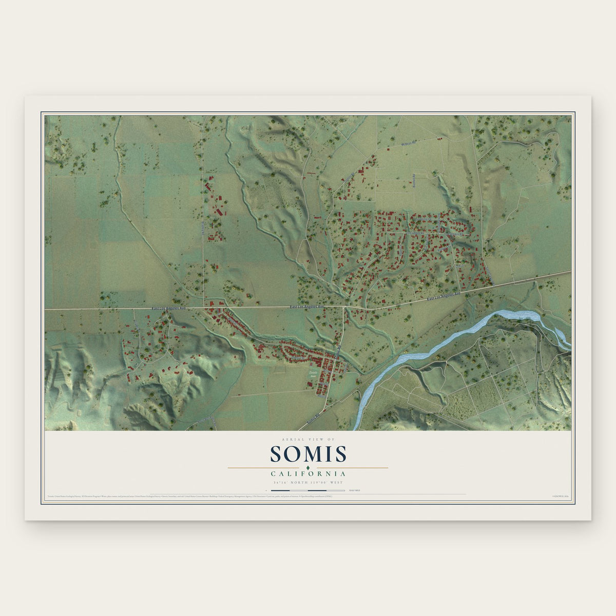 Somis, California map print, the full design