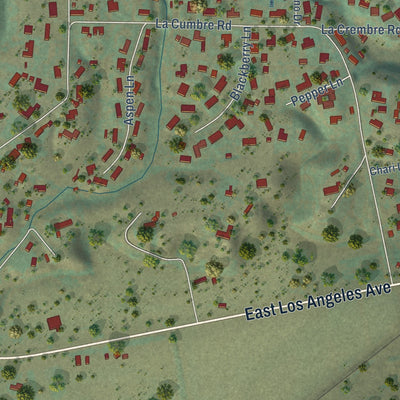 Close-up of the map of Somis, California print showing street and building detail