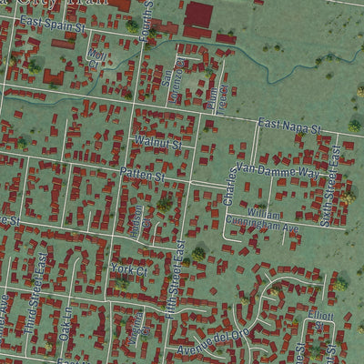 Second close-up of the map of Sonoma, California print showing more streets and buildings