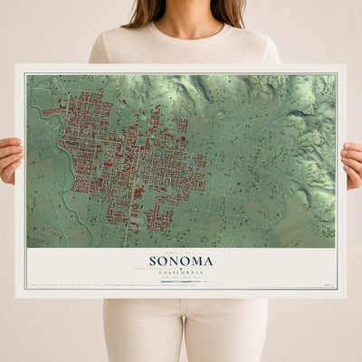Map of Sonoma, California, 18 x 24 inch unframed archival matte print