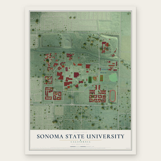 Sonoma State University, California map print, the full design