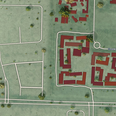 Close-up of the map of Sonoma State University, California print showing street and building detail