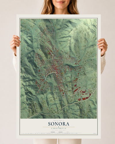 Map of Sonora, California, 24 x 36 inch unframed archival matte print