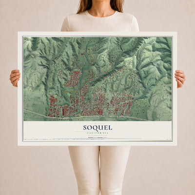 Map of Soquel, California, 24 x 36 inch unframed archival matte print