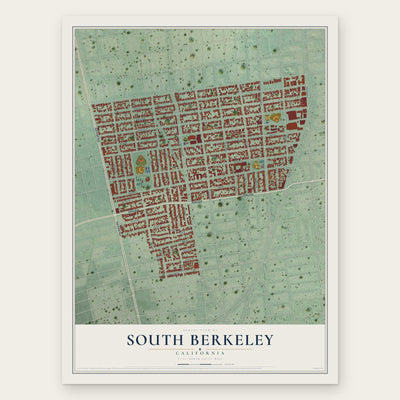South Berkeley, California map print, the full design