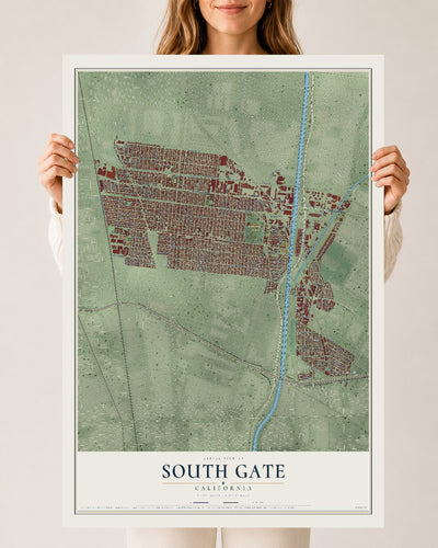Map of South Gate, California, 24 x 36 inch unframed archival matte print