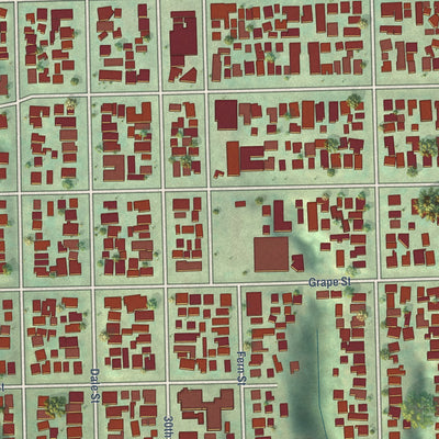 Close-up of the map of South Park, California print showing street and building detail