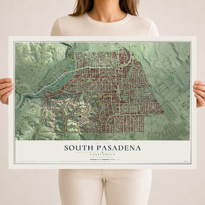Map of South Pasadena, California, 18 x 24 inch unframed archival matte print