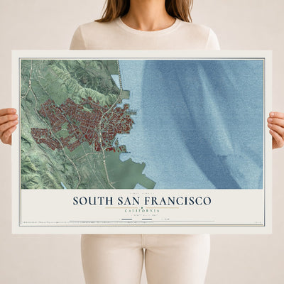 Map of South San Francisco, California, 18 x 24 inch unframed archival matte print