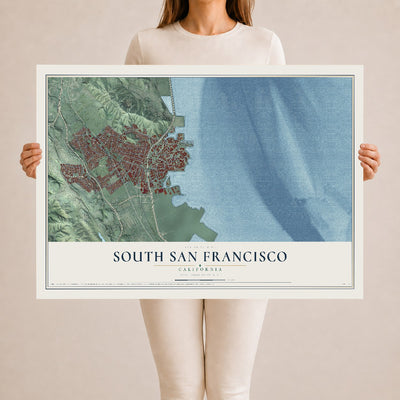 Map of South San Francisco, California, 24 x 36 inch unframed archival matte print