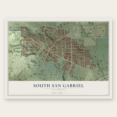 South San Gabriel, California map print, the full design