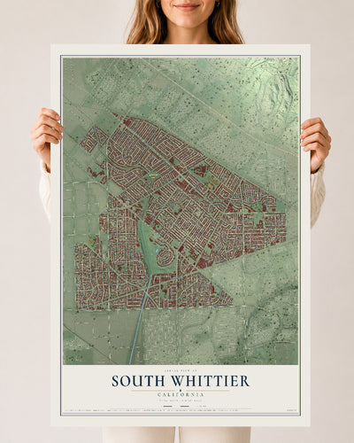 Map of South Whittier, California, 24 x 36 inch unframed archival matte print