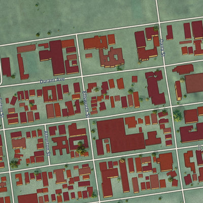 Close-up of the map of Southside, California print showing street and building detail
