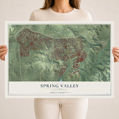 Map of Spring Valley, California, 18 x 24 inch unframed archival matte print