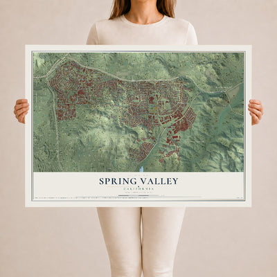 Map of Spring Valley, California, 24 x 36 inch unframed archival matte print