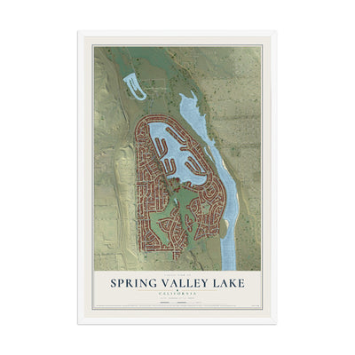 Map of Spring Valley Lake, California, 12 x 18 inch print in a white wood frame