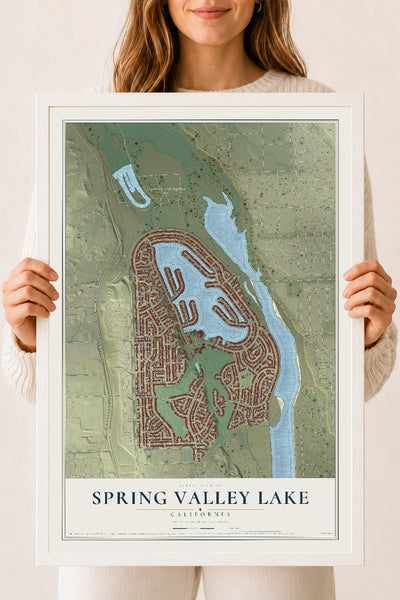 Map of Spring Valley Lake, California, 18 x 24 inch print in a white wood frame