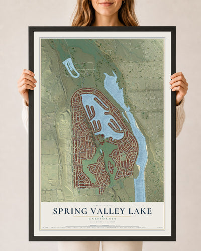 Map of Spring Valley Lake, California, 24 x 36 inch print in a black wood frame