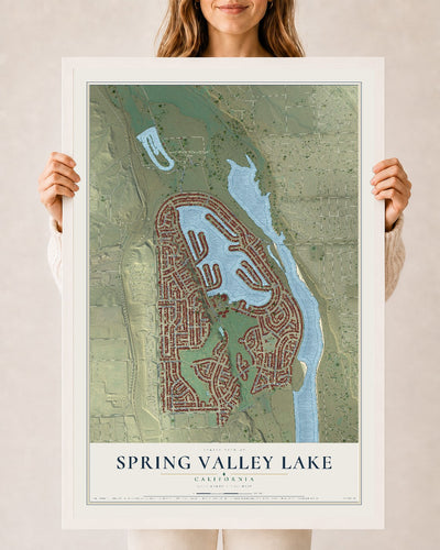 Map of Spring Valley Lake, California, 24 x 36 inch print in a white wood frame