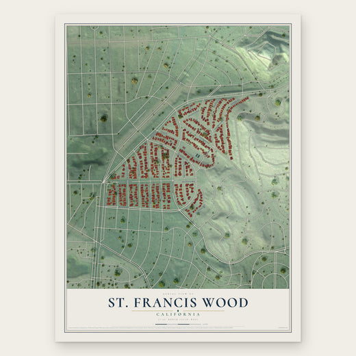 St. Francis Wood, California map print, the full design
