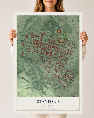 Map of Stanford, California, 24 x 36 inch unframed archival matte print