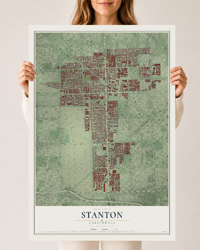 Map of Stanton, California, 24 x 36 inch unframed archival matte print