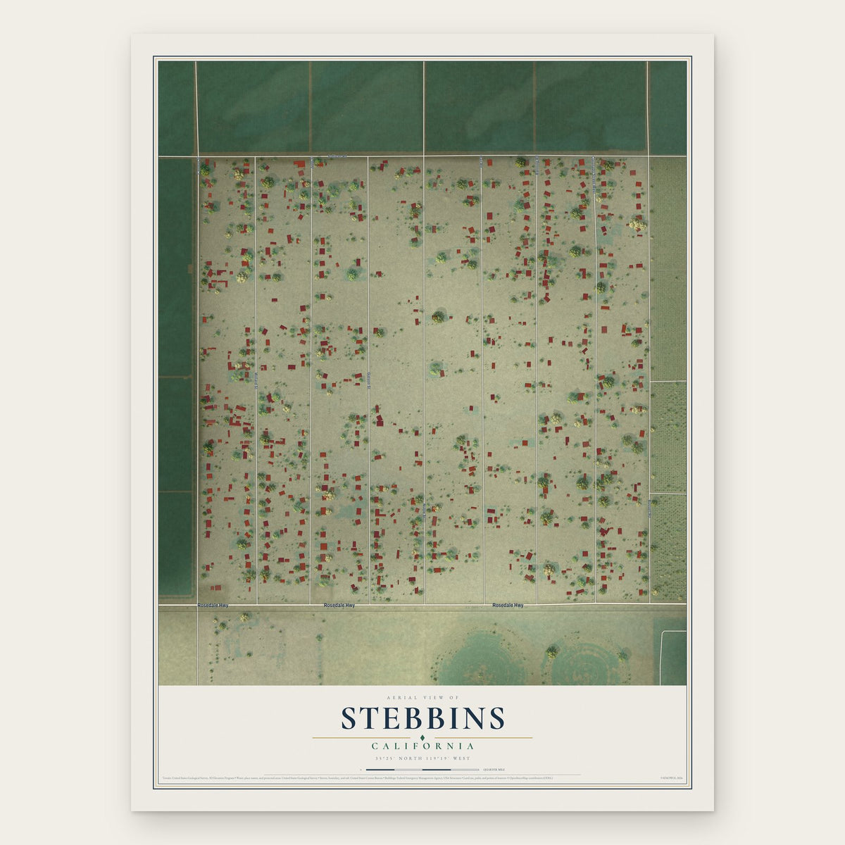 Stebbins, California map print, the full design