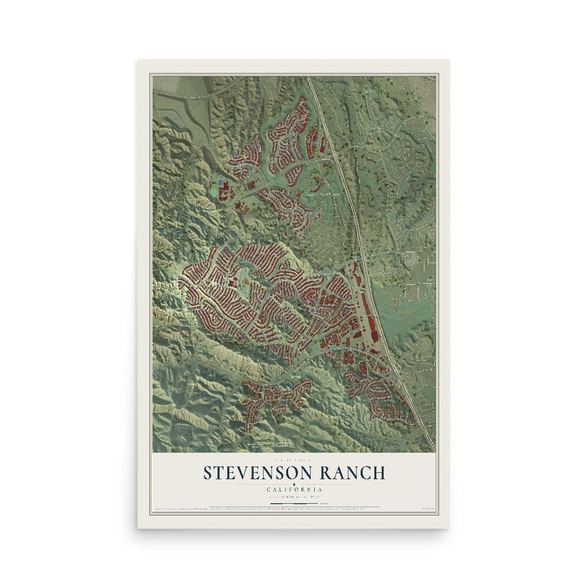 Map of Stevenson Ranch, California, 12 x 18 inch unframed archival matte print