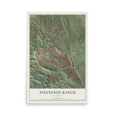 Map of Stevenson Ranch, California, 12 x 18 inch unframed archival matte print