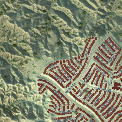 Close-up of the map of Stevenson Ranch, California print showing street and building detail