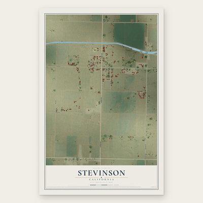 Stevinson, California map print, the full design