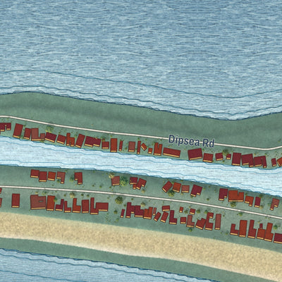 Second close-up of the map of Stinson Beach, California print showing more streets and buildings