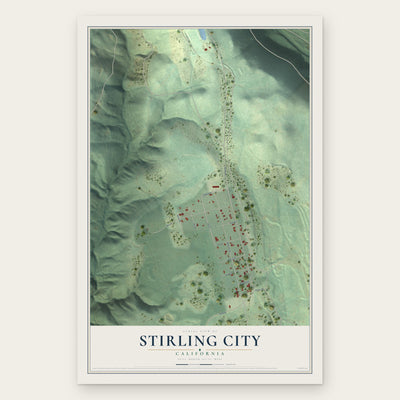 Stirling City, California map print, the full design