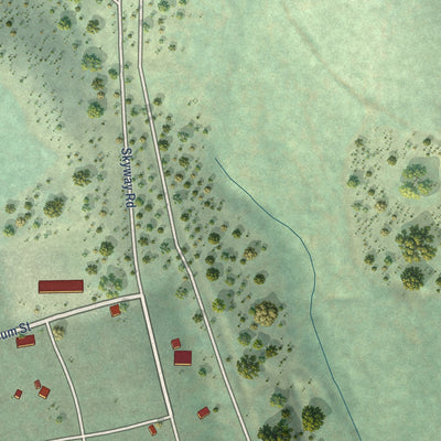 Close-up of the map of Stirling City, California print showing street and building detail