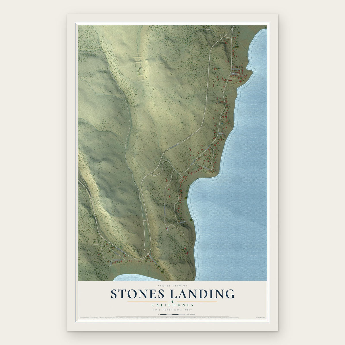 Stones Landing, California map print, the full design