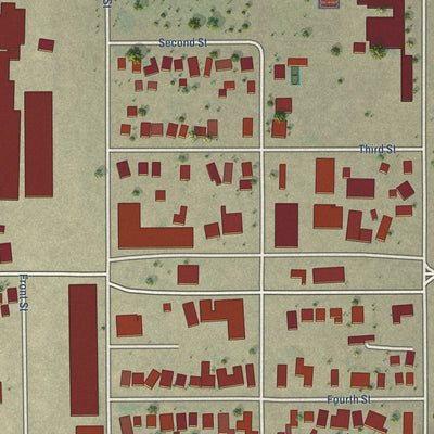 Close-up of the map of Stratford, California print showing street and building detail