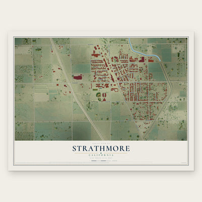 Strathmore, California map print, the full design