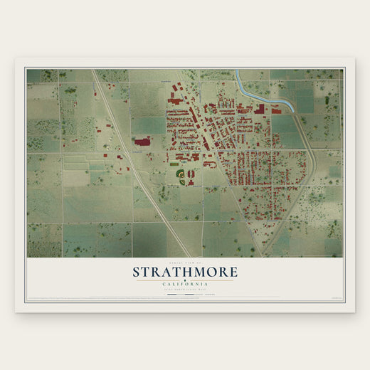 Strathmore, California map print, the full design